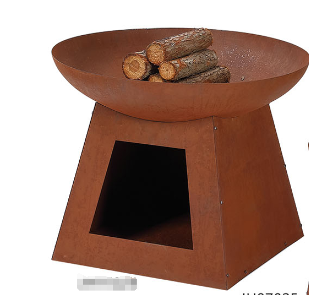 Large 80cm Wok Style Firepit with Tapered Base can store firewood FP-003